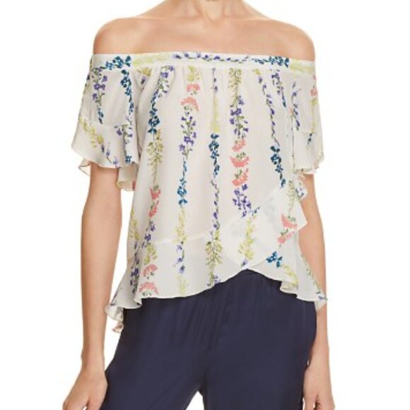 BCBG x Bloomingdale's "Trixy" Off-the-Shoulder Ruffle Top - Picture 1 of 6